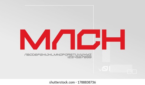 Mach, a bold and modern futuristic typeface alphabet font. vector illustration design