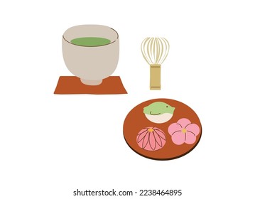 Macha and sweets. Japanese tea ceremony.