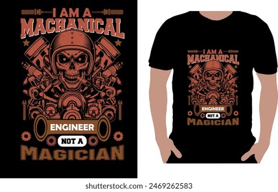 machanical t-shirt design machanical engineer illustation.