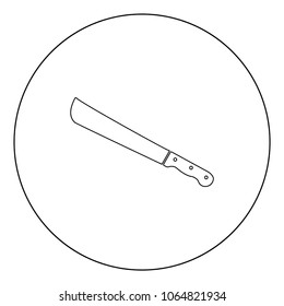 Machete or big knife black icon in circle vector illustration isolated flat style .