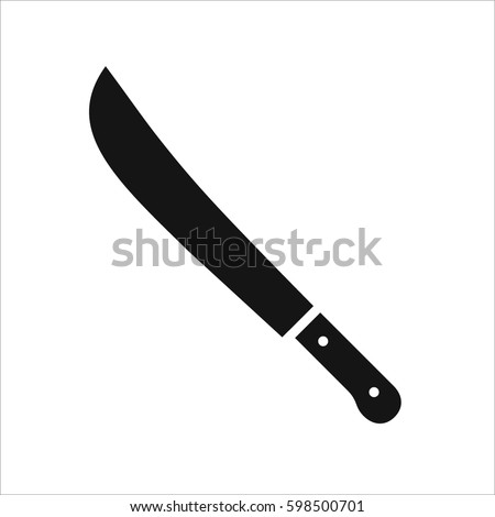 Machete, big knife, icon of black color, simple vector illustration isolated on white background