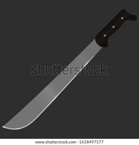 Machete with brown wooden handle 