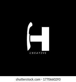 Machete concept simple flat H letter logo design. Vector EPS 10