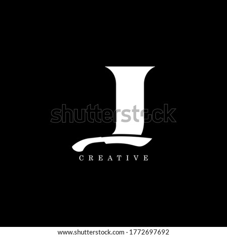 Machete concept simple flat J letter logo design. Vector EPS 10