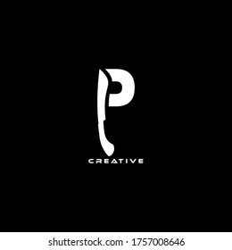 Machete Konzept einfache flache P-Buchstaben Logo Design. Vektor EPS10