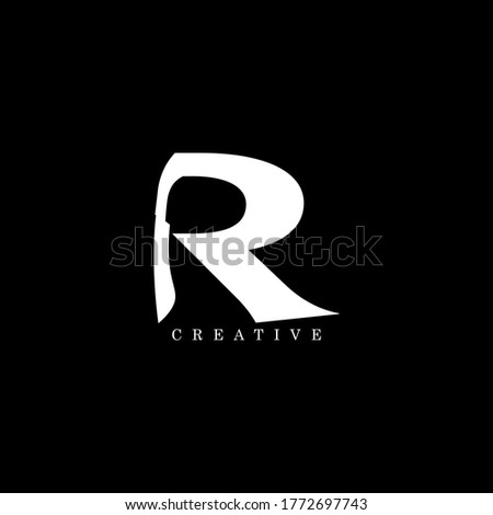 Machete concept simple flat R letter logo design. Vector EPS 10