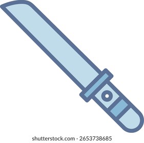 Icono de tono azul lleno de machete