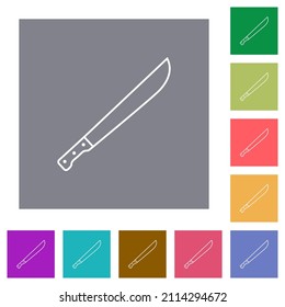 Machete flat icons on simple color square backgrounds
