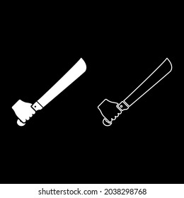 Machet in der Hand Arm Große Messer Symbol weiß Farbe Vektorgrafik flach Bildsatz