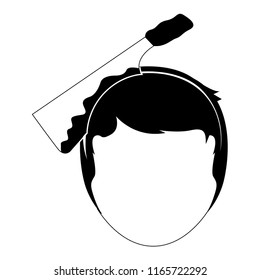Machete in the head halloween costume. Vector illustration design