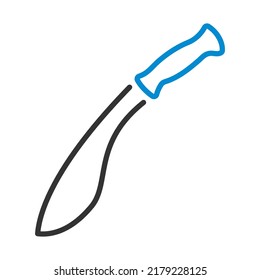 Machete-Symbol. Bearbeitbare, fette Rahmenlinie mit Farbfülldesign. Vektorgrafik.