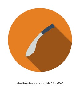 Icono Machete. Diseño De Esténcil De Círculo Plano Con Sombra Larga. Ilustración vectorial.