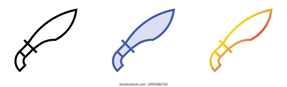 machete icon. Linear, Blue Fill and Gradient Style Design Isolated On White Background