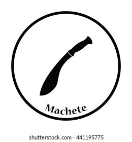 Machete icon. Thin circle design. Vector illustration.