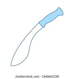 Machete-Symbol. Einfach mit dem Design der blauen Füllung übereinstimmen. Vektorgrafik.