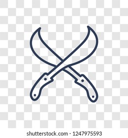 machete icon. Trendy linear machete logo concept on transparent background from Cinema collection