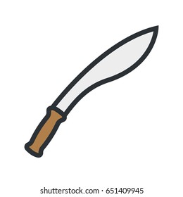 Machete Knife Dagger Minimal Color Flat Line Outline Stroke Icon Pictogram Symbol