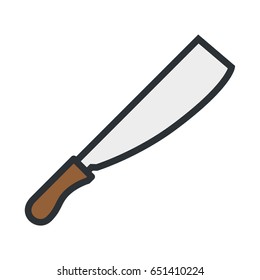Machete Knife Dagger Minimal Color Flat Line Outline Stroke Icon Pictogram Symbol
