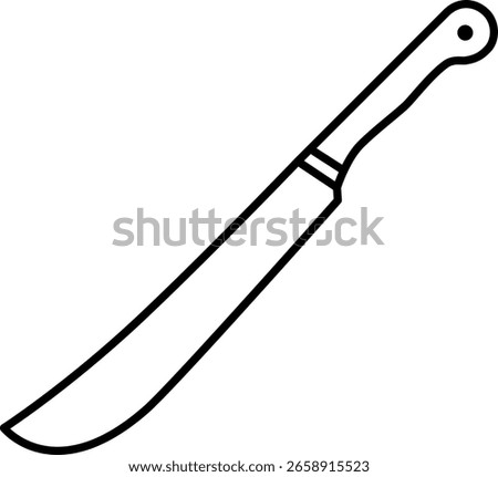 Machete Knife Outline Icon on White Background