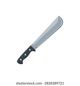 Machete Knife Vector Illustration Isolated on White Background Large Steel Blade for Gardening Tool