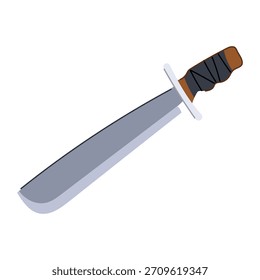 Machete knife with a wide blade and a wrapped handle, depicting a versatile tool used for outdoor activities, survival, and cutting vegetation or preparing food while camping