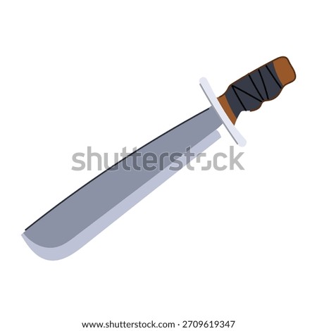 Machete knife with a wide blade and a wrapped handle, depicting a versatile tool used for outdoor activities, survival, and cutting vegetation or preparing food while camping