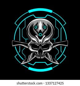 machete skull vector illustration