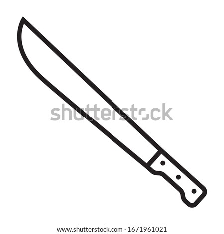Machete sword or blade weapon line vector icon for games and websites
