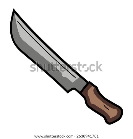 machete sword tool flat color vector illustration template design