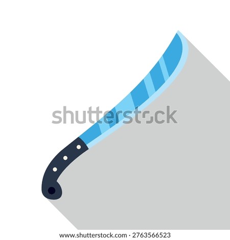 Machete tool icon with a blue blade and long shadow
