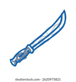 Vector de dibujo de icono de doodle de guerra de arma de machete. signo de guerra de arma de machete. ilustración de símbolo aislado