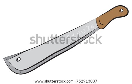 Machete weapon with wooden handle
