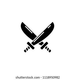 Machetes black icon concept. Machetes flat  vector symbol, sign, illustration.