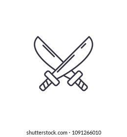 Machetes linear icon concept. Machetes line vector sign, symbol, illustration.