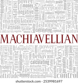 Machiavellian word cloud conceptual design isolated on white background.