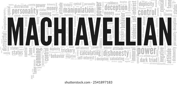 Machiavellian word cloud conceptual design isolated on white background.