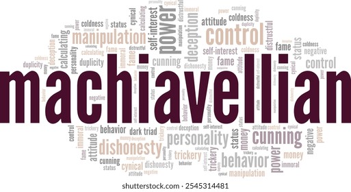 Machiavellian word cloud conceptual design isolated on white background.