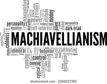 Machiavellianism word cloud conceptual design isolated on white background.