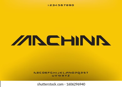 Machina, an Abstract modern minimalist alphabet fonts. technology futuristic industrial creative Typography. vector illustration