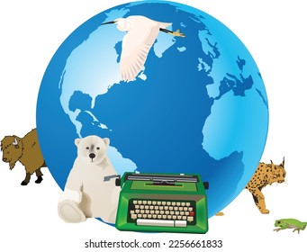 Machina para escribir los animales del planeta sevatici-