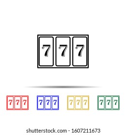 machine with 777 multi color style icon. Simple thin line, outline vector of casino icons for ui and ux, website or mobile application