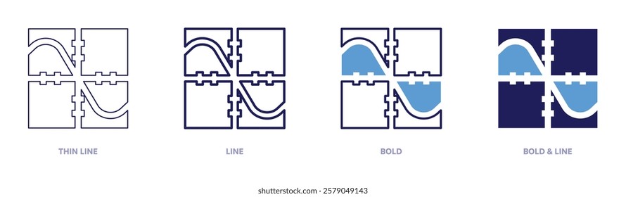 Machine analysis icon in 4 different styles. Thin Line, Line, Bold, and Bold Line. Duotone style. Editable stroke.