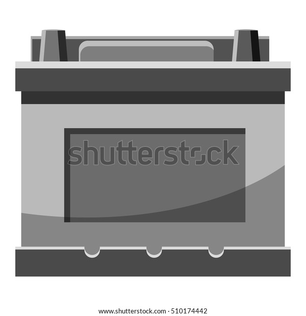Machine battery icon. Gray monochrome\
illustration of machine battery vector icon for\
web
