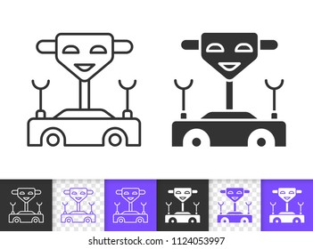 Machine black linear and silhouette icons. Thin line sign of toy. Robot transformer outline pictogram isolated on white, color, transparent background. Vector Icon shape. Machine simple symbol closeup