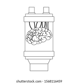 machine with brain icon over white background, vector illustration
