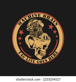 machine brain logo hand drawn