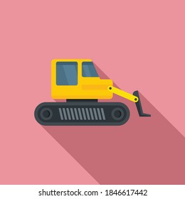 Machine bulldozer icon. Flat illustration of machine bulldozer vector icon for web design