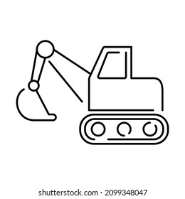 Machine bulldozer icon. Outline machine bulldozer vector icon for web design isolated on white background. Digger or build