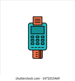 Machine, Business, Card, Check, Credit Card, Credit Card Machine, Payment, ATM  Flat Color Icon. Vector icon banner Template. Vector Icon Template background