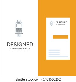 Machine, Business, Card, Check, Credit Card, Credit Card Machine, Payment, ATM Grey Logo Design and Business Card Template